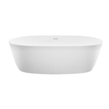 Elena 65" Free Standing SculptureStone Soaking Tub with Rolled Rim, Center Drain, Drain Assembly, and Overflow