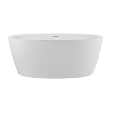 Elena 58" Free Standing SculptureStone Soaking Tub with Rolled Rim, Center Drain, Drain Assembly, and Overflow