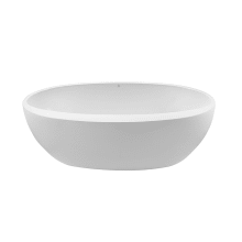 Cassandra 72" Freestanding Sculpture Stone Soaking Tub with Center Drain, Drain Assembly, and Overflow