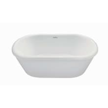 Noella 65" Free Standing Solid Surface Tub with Center Drain, Drain Assembly, and Overflow