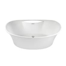Designer 60" Free Standing Acrylic Soaking Tub with Center Drain, Drain Assembly, and Overflow
