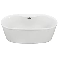 Adel 66" Free Standing Acrylic Soaking Tub with Center Drain, Drain Assembly, and Overflow