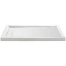 Designer 60" x 30" Rectangular Shower Base with Multiple Low-Profile Threshold and Right Drain