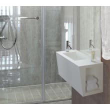 Petra 24" Rectangle SculptureStone Wall Mounted Bathroom Sink with Overflow and Single Faucet Hole
