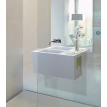 Petra 30" Rectangle SculptureStone Wall Mounted Bathroom Sink with Overflow and Single Faucet Hole
