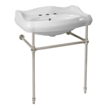 CeraStyle 23-11/16" Ceramic Console Bathroom Sink with Three Faucet Holes - Includes Overflow