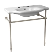 CeraStyle 31-1/2" Ceramic Console Bathroom Sink with Three Faucet Holes - Includes Overflow