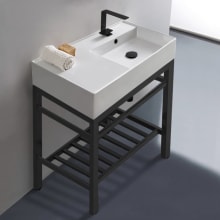 Modern Ceramic Console Sink with Counter Space