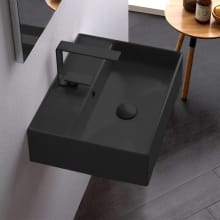 Scarabeo Teorema 2.0 20" Rectangular Ceramic Vessel or Wall Mounted Bathroom Sink with One Faucet Hole - Includes Overflow