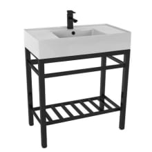 Teorema 2 Modern Ceramic Console Sink with Counter Space