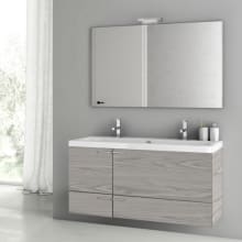 New Space 47" Wall Mounted Single Basin Vanity Set with Cabinet, Ceramic Vanity Top, and Frameless Mirror