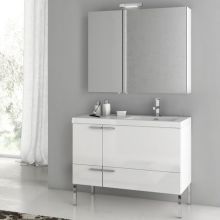 ACF 39-1/5" Floor Standing Vanity Set with Wood Cabinet, Ceramic Top with 1 Sink - less Mirror