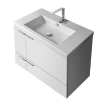 New Space 31" Wall Mounted Single Basin Vanity Set with Engineered Wood Cabinet and Ceramic Vanity Top