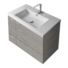 New Space 31" Wall Mounted Single Basin Vanity Set with Engineered Wood Cabinet and Ceramic Vanity Top