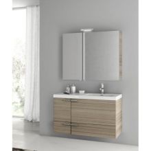 ACF Wall Mounted / Floating Vanity Set with Wood Cabinet, Ceramic Top with 1 Sink and 1 Mirror