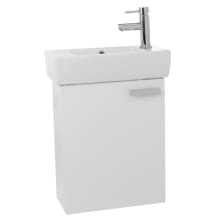 Cubical 19" Wall Mounted / Floating Vanity Set with Wood Cabinet, Ceramic Top with Single Basin Sink, and Single Faucet Hole