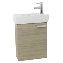 Cubical 19" Wall Mounted / Floating Vanity Set with Wood Cabinet, Ceramic Top with Single Basin Sink, and Single Faucet Hole
