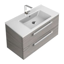 Dadila 33" Wall Mounted Single Basin Vanity Set with Engineered Wood Cabinet and Ceramic Vanity Top