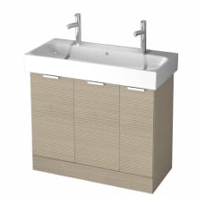 One4Two 40" Free Standing Vanity Set with Wood Cabinet, Ceramic Top with Single Basin Sink, and Single Faucet Hole