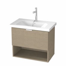 Open 32-3/10" Wall Mounted / Floating Vanity Set with Wood Cabinet, Ceramic Top with Single Basin Sink, and Single Faucet Hole