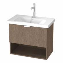 Open 32-3/10" Wall Mounted / Floating Vanity Set with Wood Cabinet, Ceramic Top with Single Basin Sink, and Single Faucet Hole