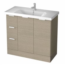 Waloomi 39-2/5" Free Standing Vanity Set with Wood Cabinet, Ceramic Top with Single Basin Sink, and Single Faucet Hole