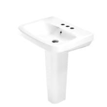 Cerastyle 23-8/9" Ceramic Pedestal Bathroom Sink with Three Faucet Holes - Includes Overflow