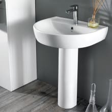 Cerastyle 23-2/3" Ceramic Pedestal Bathroom Sink with One Faucet Hole - Includes Overflow