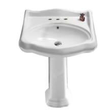 Cerastyle 23-2/3" Ceramic Pedestal Bathroom Sink with Three Faucet Holes - Includes Overflow