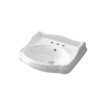 Cerastyle 23-2/3" Ceramic Bathroom Sink Only for Pedestal Installation with Three Faucet Holes - Includes Overflow