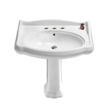 Cerastyle 31-1/2" Ceramic Pedestal Bathroom Sink with Three Faucet Holes - Includes Overflow