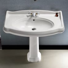 Cerastyle 39-2/5" Ceramic Pedestal Bathroom Sink with One Faucet Hole - Includes Overflow