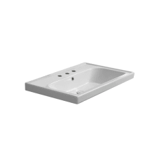 Frame 23-5/8" Ceramic Wall Mounted/Drop in Bathroom Sink with Three Faucet Holes - Includes Overflow