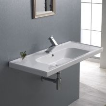 CeraStyle 39" Ceramic Wall Mounted / Vessel Bathroom Sink with One Faucet Hole - Includes Overflow