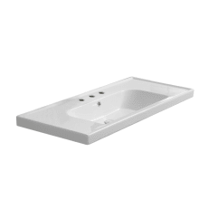CeraStyle 39" Ceramic Wall Mounted / Vessel Bathroom Sink with Three Faucet Holes - Includes Overflow