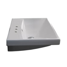 Elite 23-5/8" Ceramic Wall Mounted/Drop in Bathroom Ramp Sink with Three Faucet Holes - Includes Overflow