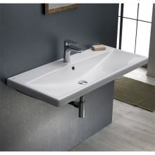 Elite 31-1/2" Ceramic Wall Mounted/Drop in Bathroom Sink with One Faucet Hole - Includes Overflow