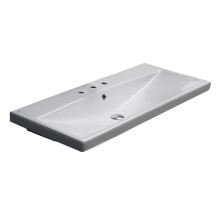 Elite 39-3/8" Ceramic Wall Mounted/Drop in Bathroom Sink with Three Faucet Holes - Includes Overflow