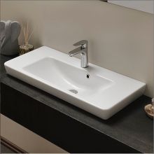 CeraStyle 33-3/5" Ceramic Wall Mounted Bathroom Sink with One Faucet Hole - Includes Overflow
