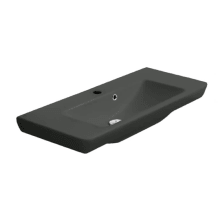 Porto 33-5/8" Rectangular Ceramic Drop In or Wall Mounted Bathroom Sink with Overflow and Single Faucet Hole