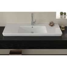 CeraStyle 49-1/2" Ceramic Wall Mounted Bathroom Sink with One Faucet Hole - Includes Overflow