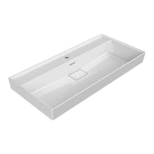 Sharp Rectangular Ceramic Wall Mounted or Drop In Sink - One Hole
