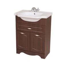 Classic 23-7/10" Free Standing Vanity Set with Wood Cabinet, Ceramic Top with Single Basin Sink, and Single Faucet Hole