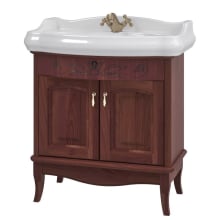 Michela 31-3/10" Free Standing Vanity Set with Wood Cabinet, Ceramic Top with Basin Sink, and Single Faucet Hole