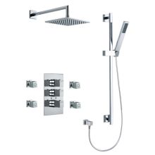 Ramon Soler Shower Package with Shower Head, Handshower with Hose, Slide Bar, 4 Bodysprays, and Rough-In Valve