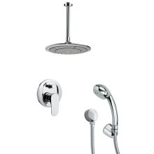 Remer 2.5 GPM Round Single Function Rain Shower Head with Hand Shower - Includes Rough In Valve