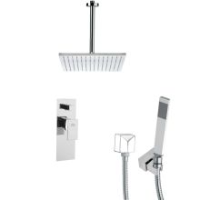 Remer 2.5 GPM Square Single Function Rain Shower Head with Hand Shower - Includes Rough In Valve