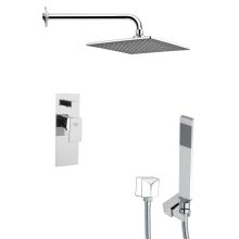 Remer 2.5 GPM Square Single Function Rain Shower Head with Hand Shower - Includes Rough In Valve