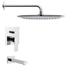 Remer Shower Tub and Shower Trim Package with Single Function Rain Shower head - Includes Valve Trim and Rough In