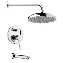 Remer Shower Tub and Shower Trim Package with Single Function Rain Shower head - Includes Valve Trim and Rough In